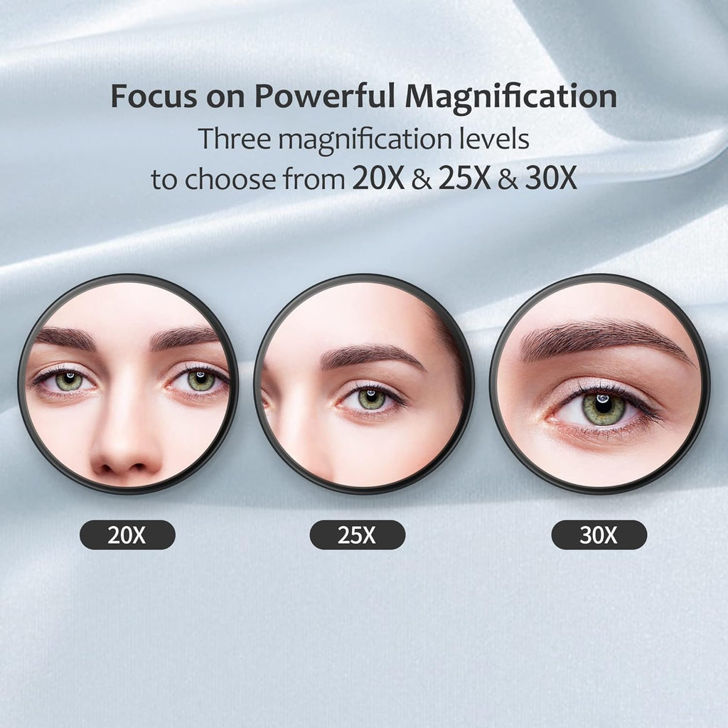 MIYADIVA 40X Magnifying Mirror, 3.5 Inch Round Compact Mirror with Suction Cup, Stainless Steel Tweezers, Perfect for Makeup, Eyebrows, Beards, Travel