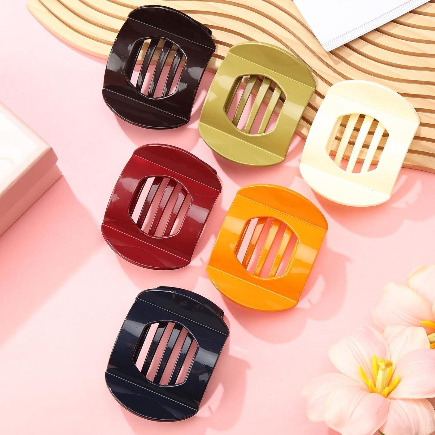 Large Tortoiseshell French Claw Clips - 6 Pack Strong Hold Hair Accessories for Women & Girls