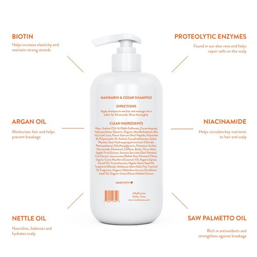 Routine Wellness Conditioner for Stronger Hair - Vegan, All Natural Biotin Conditioner with Nourishing Oils and Vitamins - Mandarin & Cedar - 14oz