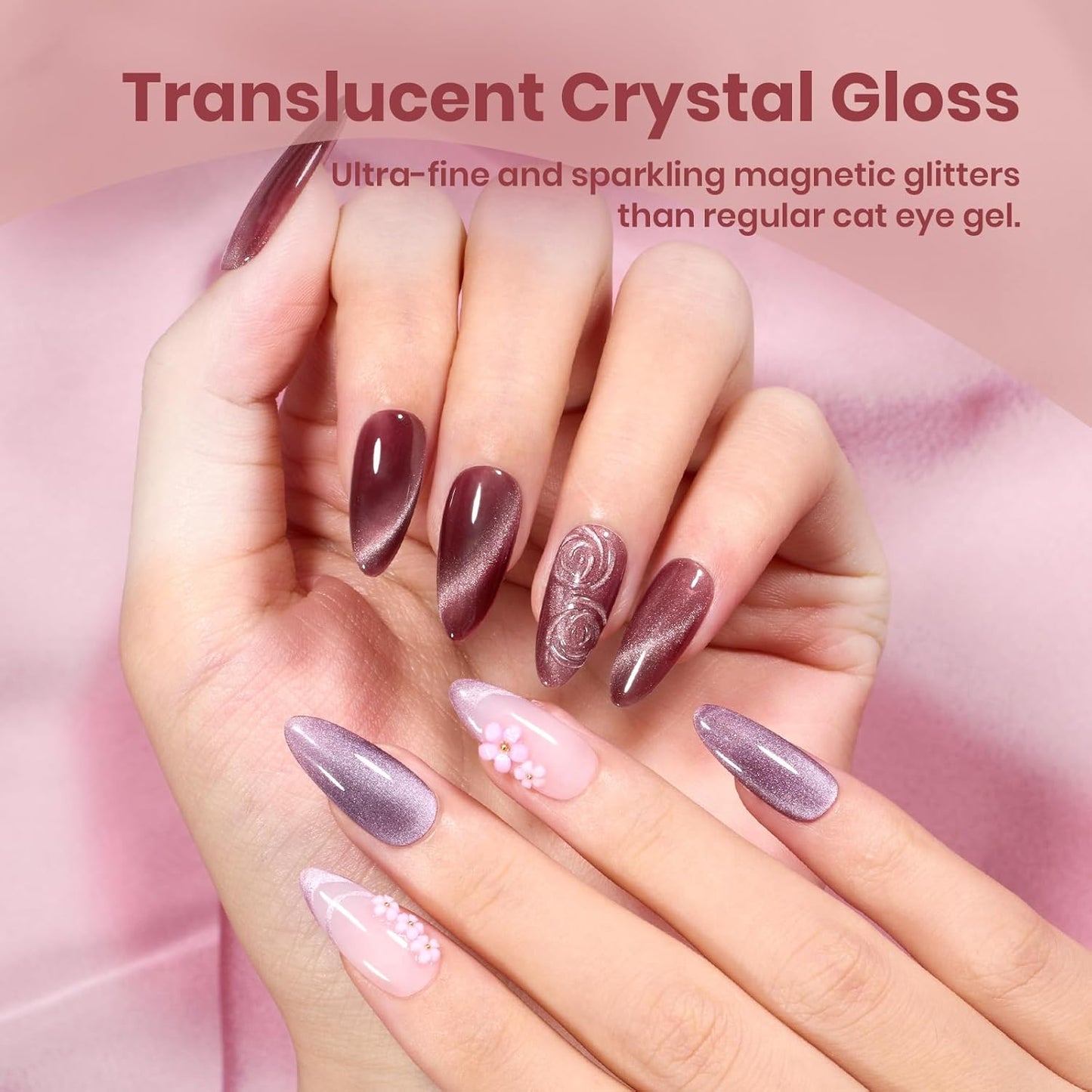 Beetles 6-Pack Fall Gel Nail Polish Set - Brown, Green, Yellow, Burgundy & Glitter - Soak Off UV/LED Manicure Gift for Women