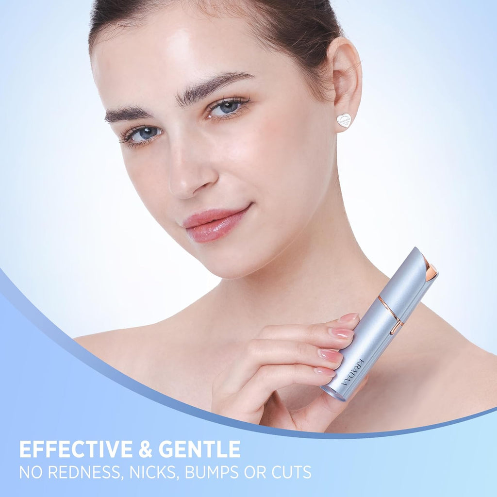 Facial Hair Removal for Women - Painless Facial Hair Remover - Electric Hair Removal Device for Face Lips Peach Fuzz with Light (Rose Gold)