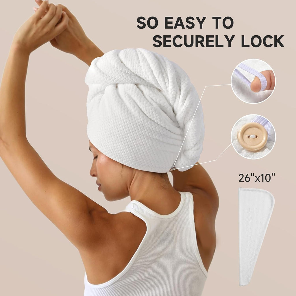 Umisleep 3 Pack Microfiber Hair Towel Wrap for Curly Hair, Super Absorbent Hair Drying Towel for Women, Kids, Hair Care Accessories, Hair Turban for Wet Hair (Grey, Camel, Brown)