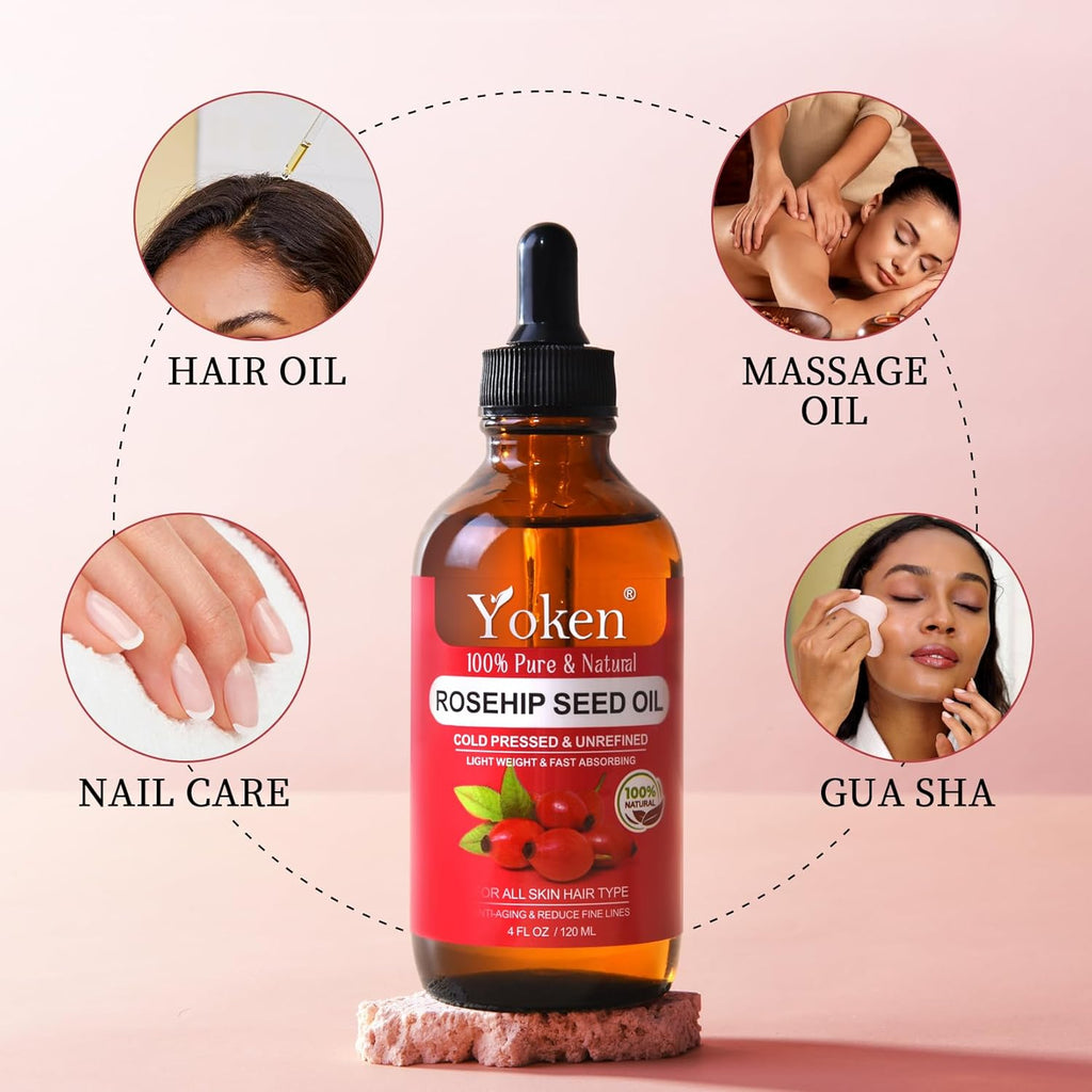 Organic Rosehip Seed Oil for Face,100% USDA Pure Rosehip Oils for Skin,Scars,Hair & Nails.2 fl Oz Cold Pressed Rose HIPS Oils for Skin Care, Anti-Aging, Scar Treatment, GUA SHA Massage Carrier Oil