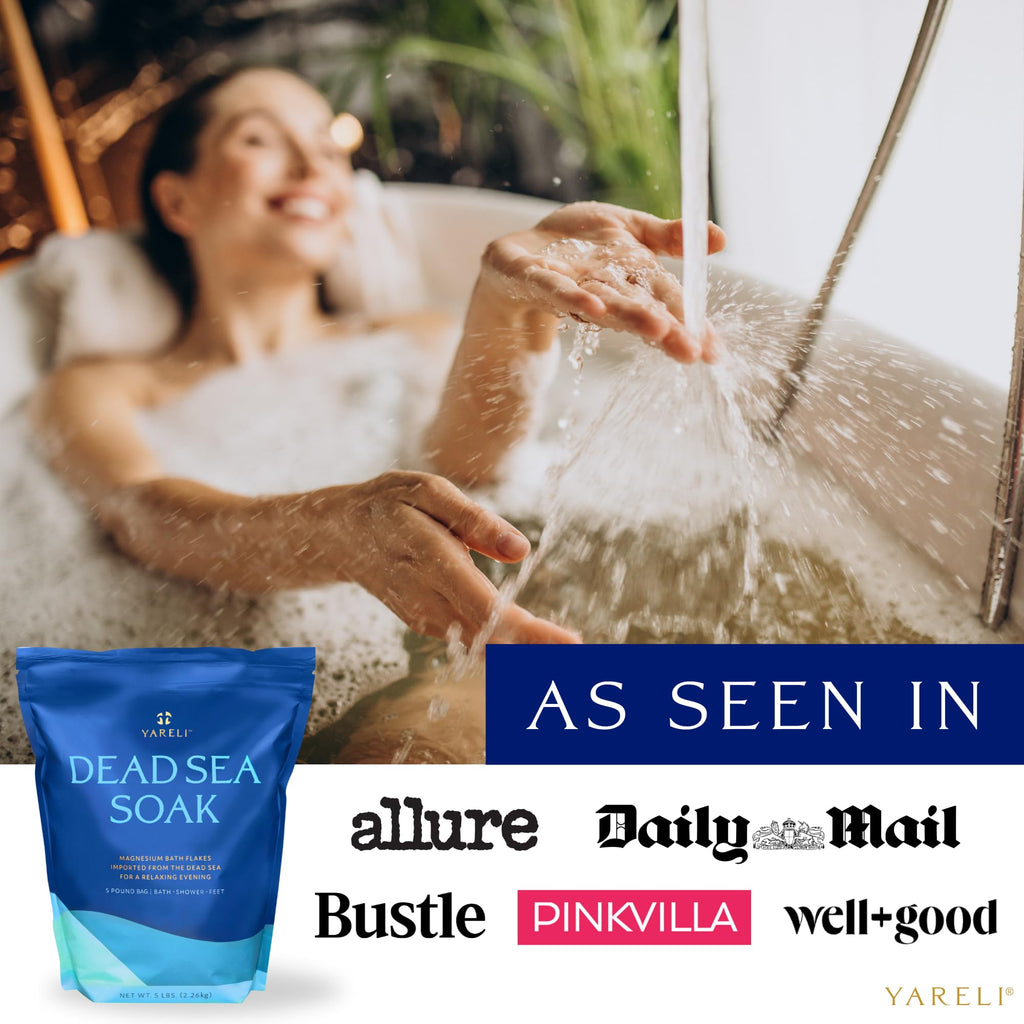 Yareli Magnesium Flakes, 15lb, Dead Sea Bath & Foot Soak, Alternative to Epsom Salt with Over 800,000mg of Elemental Magnesium Per Bag