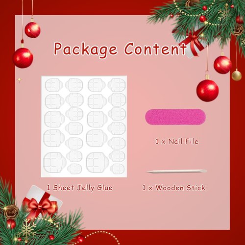 Christmas Black Press on Nails Short Square Fake Nails with White Snowflake Starry Night Designs Glossy Coffin False Nails Cute Glue on Nails Holiday Artificial Stick on Nails for Women Girls 24Pcs