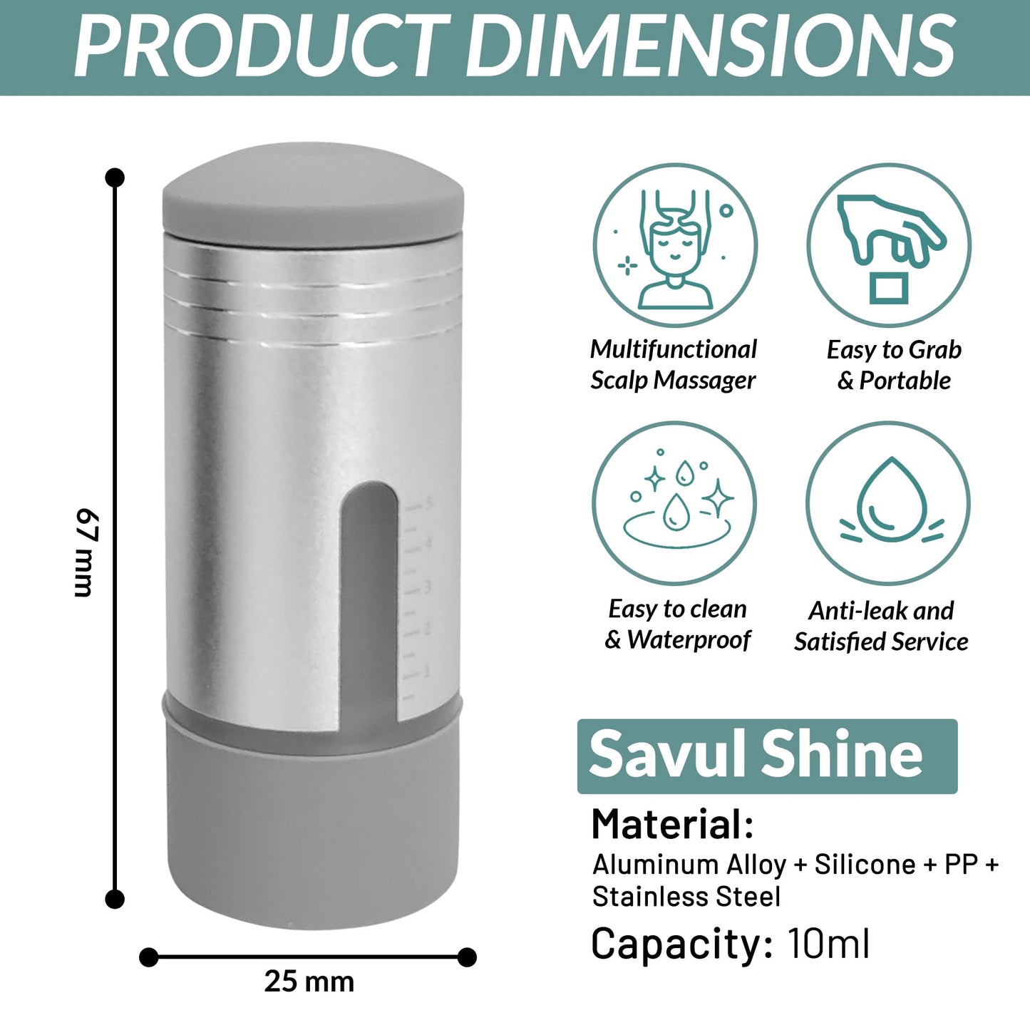 Savul Shine Scalp Oil Applicator, Essential Oil Applicator for Hair Root Growth, Hair Oil Applicator, Root Comb Applicator Bottle, Scalp Massager Hair Growth - Graduated 10ml Scale for Head Care