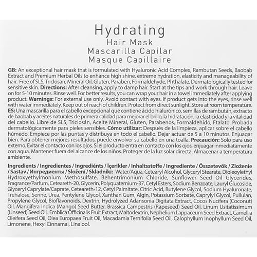 FARMASi Dr. C.Tuna, Hydrating Hair Mask, 110ml/3.72flOz - Intense Hydration, Deep Nourishment, Restores Moisture, Improves Hair Elasticity, Strengthens Hair, Revitalizes Hair