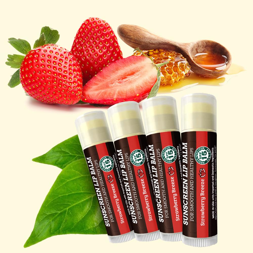 Earth's Daughter USDA Organic Lip Balm 6-Pack - Fruit Flavors, Beeswax, Coconut Oil, Vitamin E - Best Lip Repair Chapstick for Dry Cracked Lips - Moisturizing Lip Care