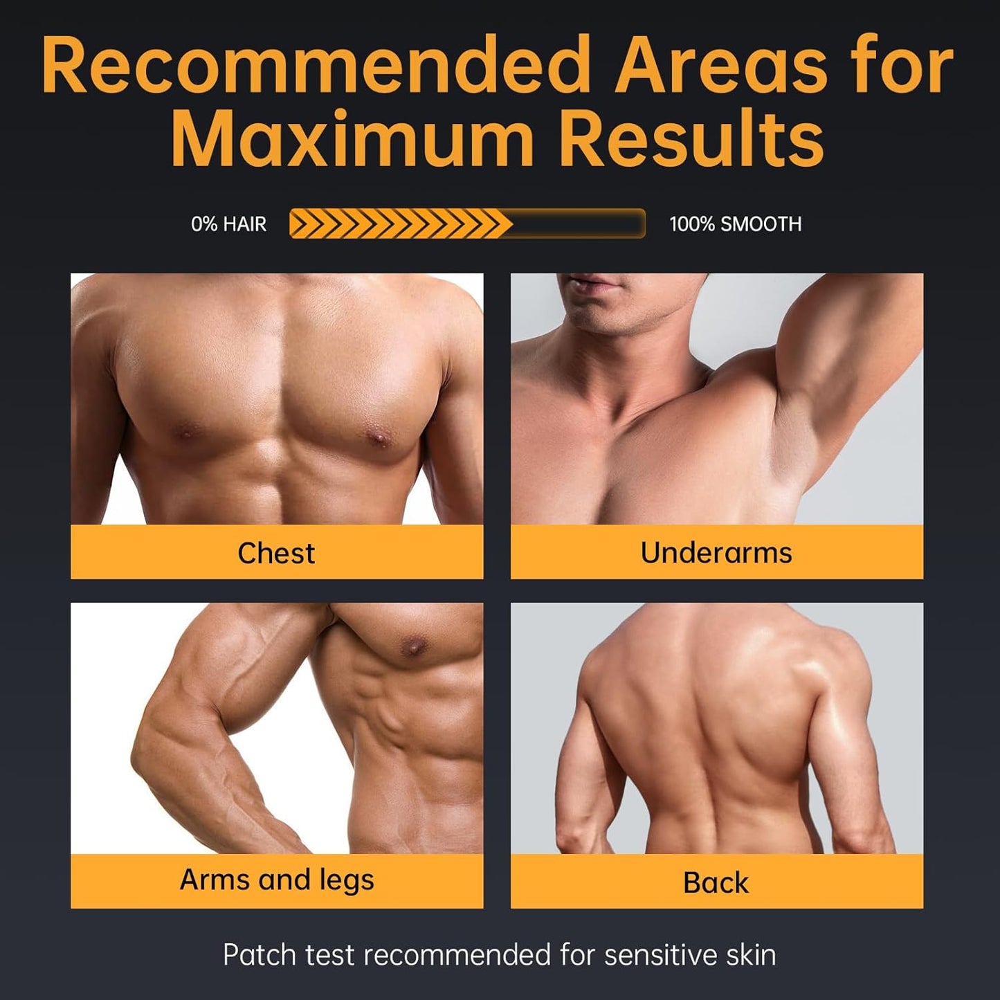 Men's Hair Removal Cream - Painless Depilatory Gel for All Skin Types, 3.38 FL OZ