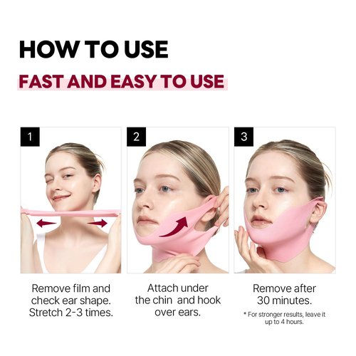 ROUND LAB Camellia Deep Collagen V Lifting Gel Mask 4EA | Double-chin Mask, Instant Cooling & Depuffing, Face Toning Belt, Collagen V-line, Improves Sagging Skin, Lifting & Firming 10g/0.35oz