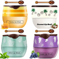 Tnoctuh 4 PCS Bee Lip Balm Lip Mask Honey Pot, Coconut Honey Mint Grape Moisturizing Sleeping Lip Mask Overnight with Sticks, Lip Balm Exfoliating Prevention Dry and Crack Lip Scrubs