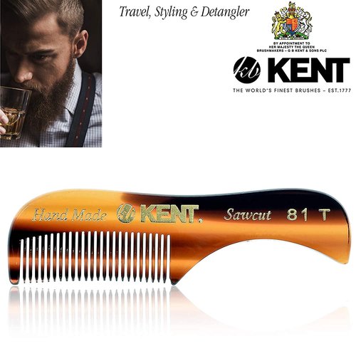 Kent Grooming Kit: Beard and Mustache Combs, Fine Pocket Comb, Hair Brush, Made in England for Travel and Home Care