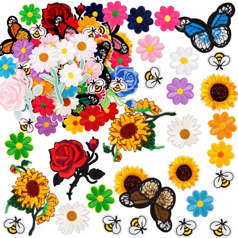 Embroidered Iron-On Patches Set for Clothes and DIY Crafts - 72 Pieces