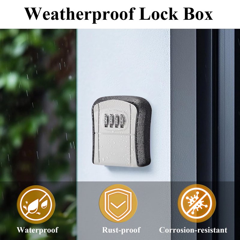 Portable 4-Digit Combination Key Lock Box for Indoor Outdoor Security