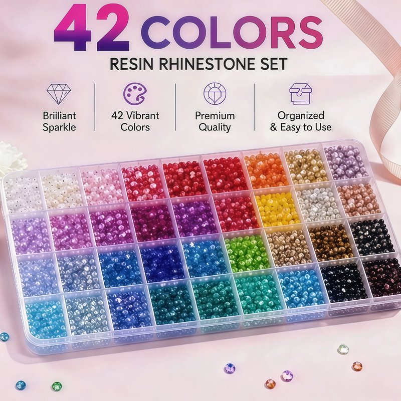 Multicolor Resin Rhinestone Kit for DIY Crafts, Nail Art & Jewelry