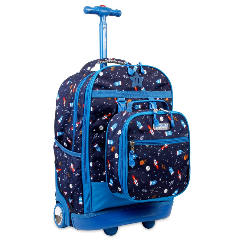 Kids Rolling Backpack with Detachable Lunch Bag - 18 Inch School & Travel