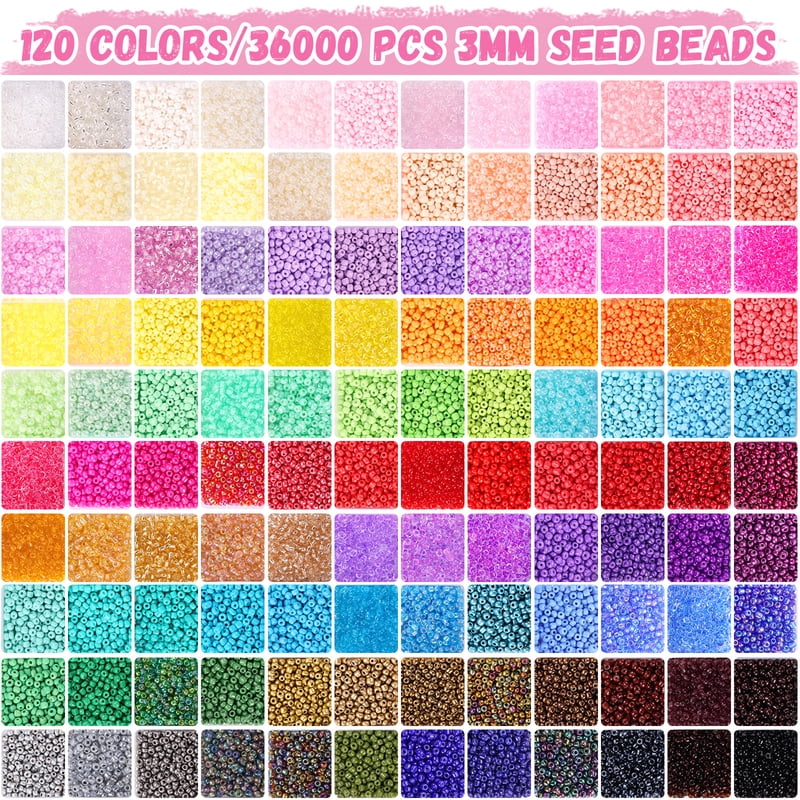 Glass Seed Beads for Jewelry Making - 120 Colors, 44,000+ Pcs, DIY Craft Kit
