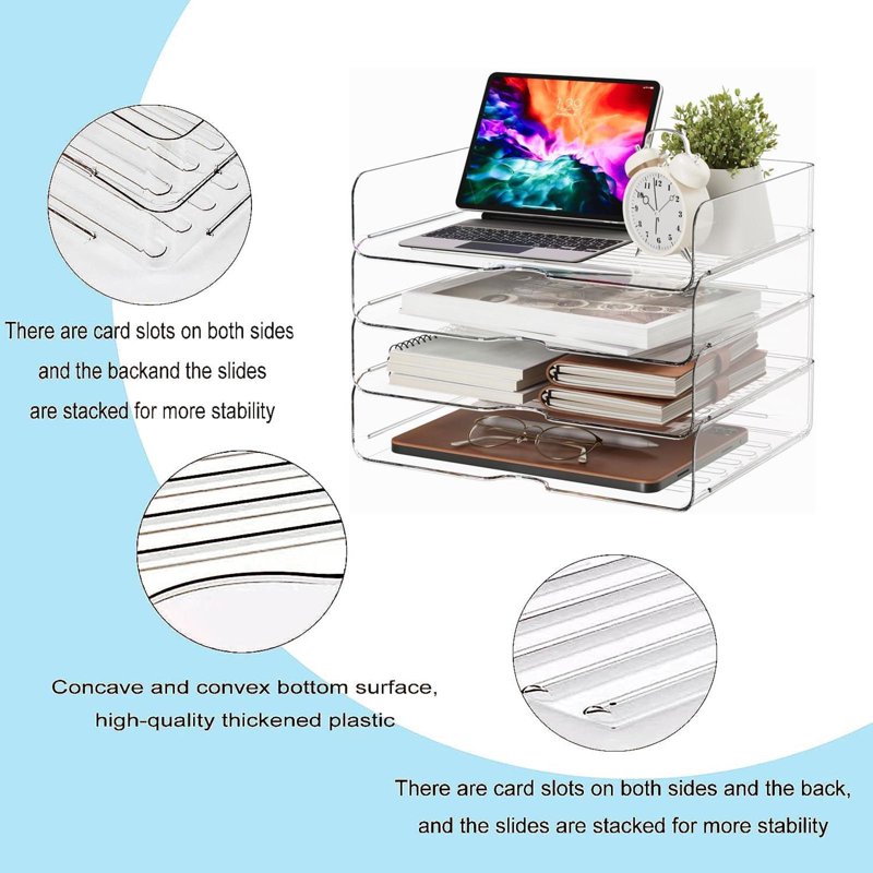 4-Tier Stackable Desk Organizer for Paper Files and Office Supplies