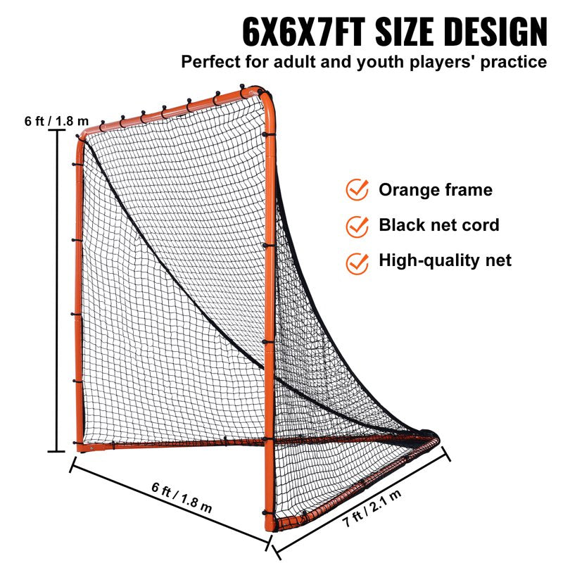 6x6 Feet Lacrosse Goal Net for Backyard Training, Portable Steel Frame & Easy Setup