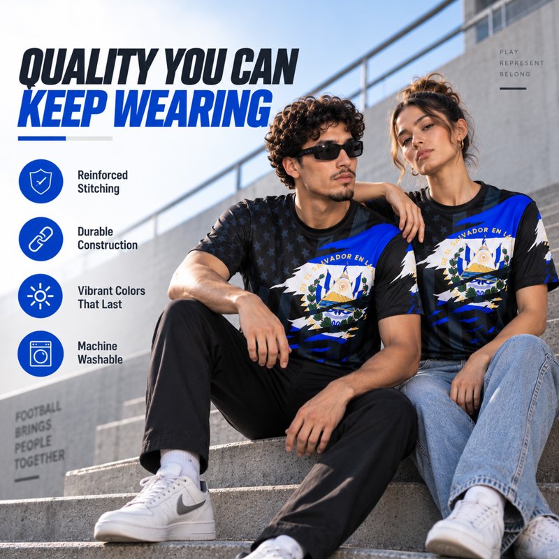 El Salvador Soccer Jersey XS - Lightweight Moisture-Wicking Fan Shirt, Athletic Fit, Fox & Fury