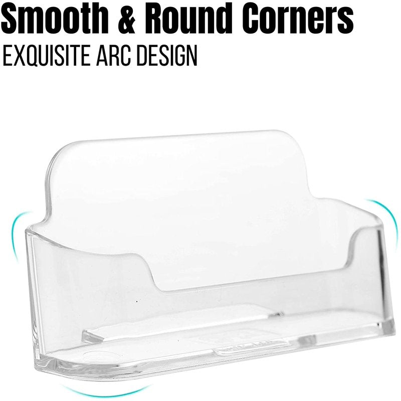 Acrylic Business Card Holders 3 Pack - Clear Desk Organizer Display