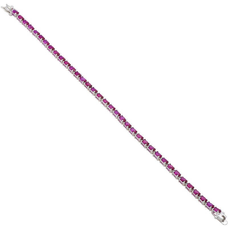 Sterling Silver Ruby Gemstone Tennis Bracelet for Women 7.5 Inches