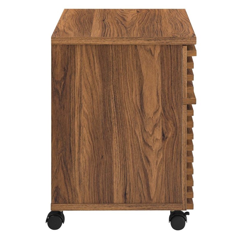Modern Wood and Plastic File Cabinet - Walnut Finish, 2-Drawer Office Storage