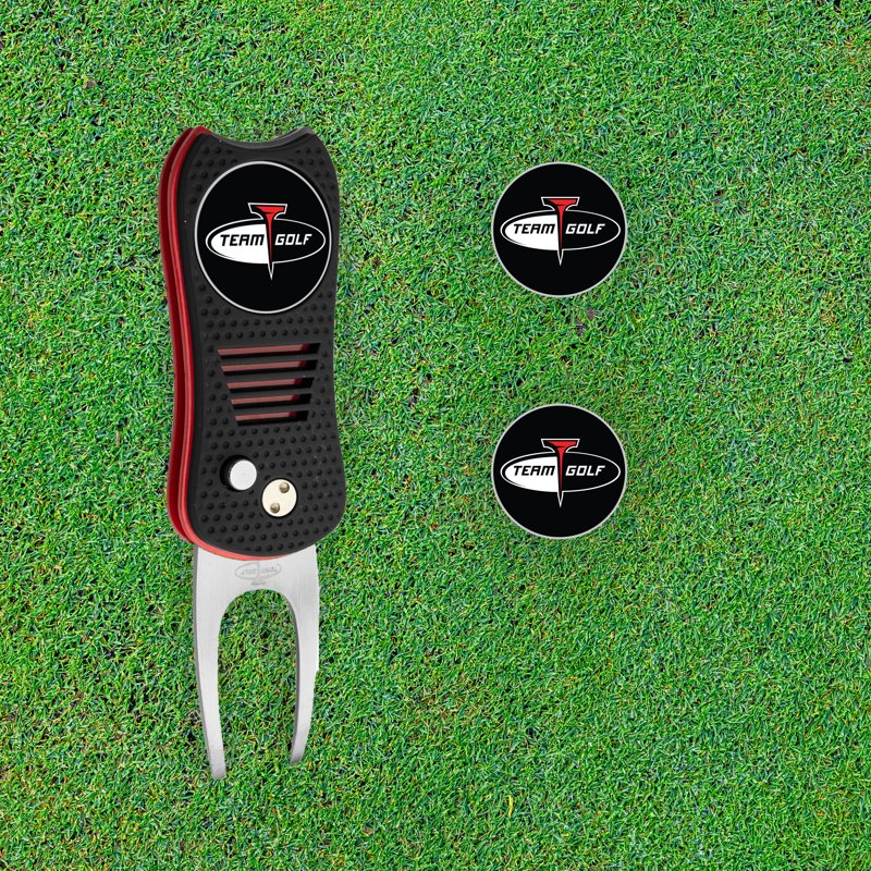 Golf Divot Repair Tool Set with Cap Clip and Ball Marker - Arkansas Team Golf