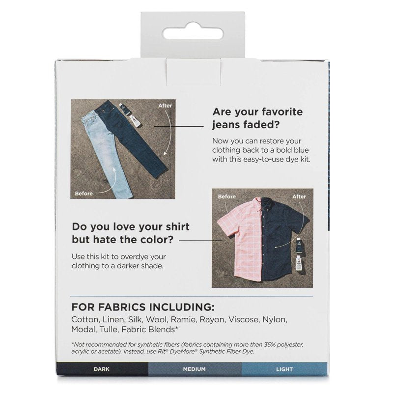 Denim Dye Kit for Restoring Faded Blue Jeans & Clothing - All Sizes