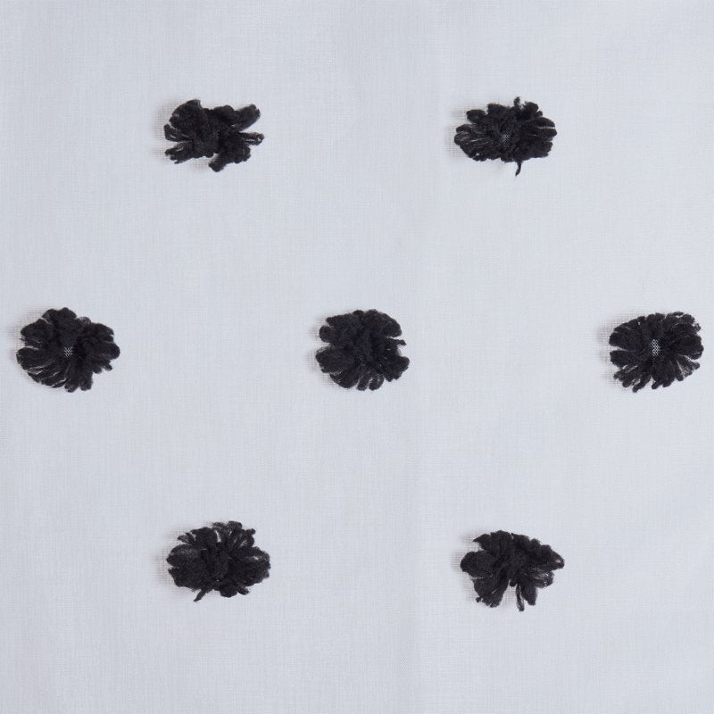 Clipped Pom Sheer Curtain Panel - White & Black, Light-Filtering, 38x84 in