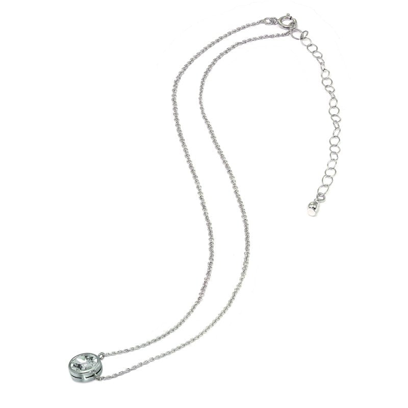 Sterling Silver Bezel-Set Dainty Choker Necklace with 6mm Light Aquamarine Gemstone