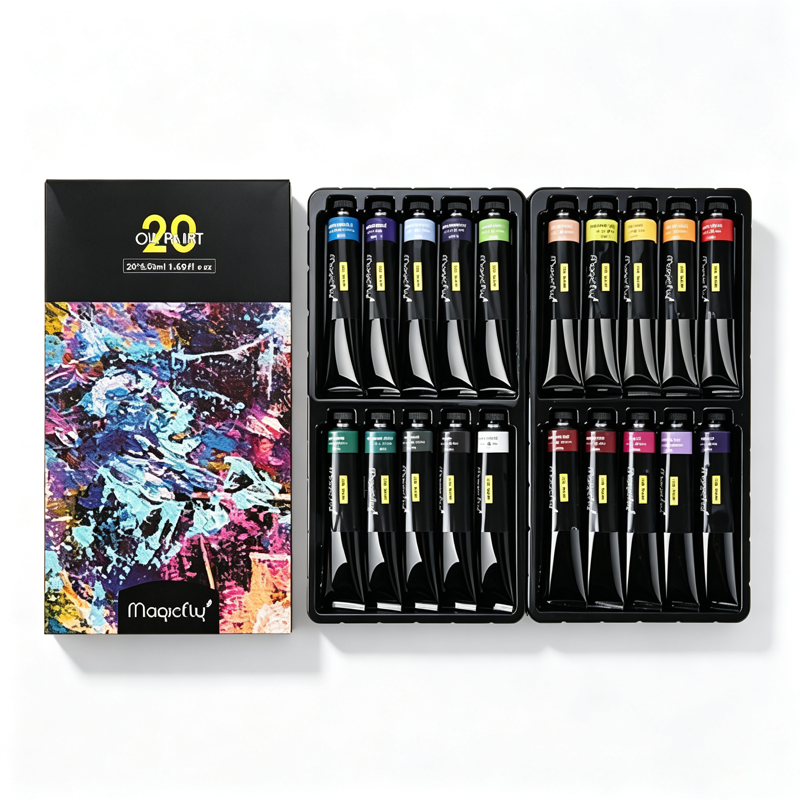 Professional Oil Paint Set - 20 Vibrant Colors in 50ml Tubes for Artists & Hobbyists