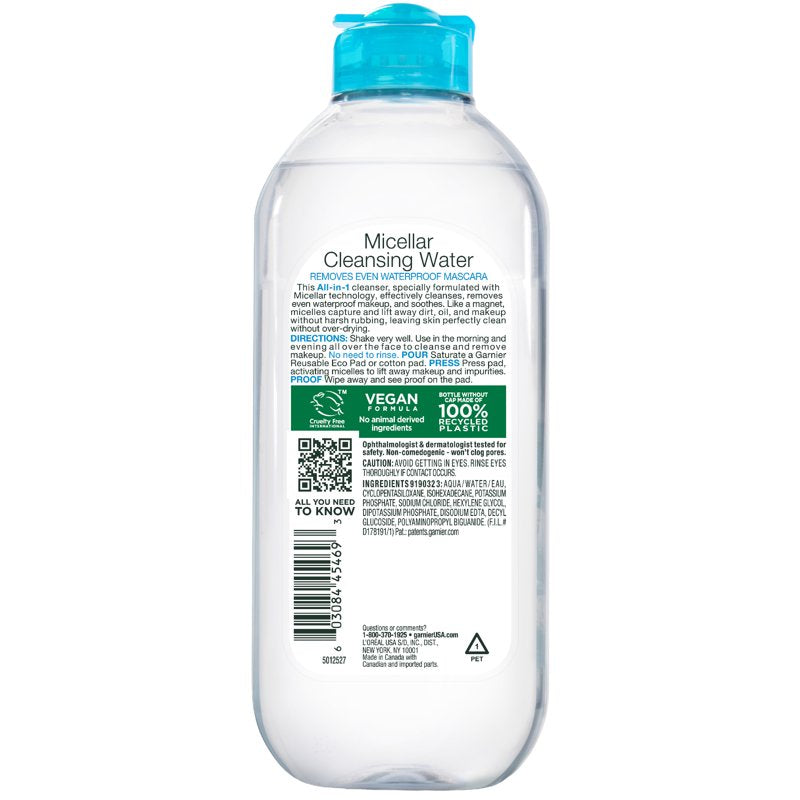 Micellar Cleansing Water Waterproof Makeup Remover Face Cleanser 13.5 fl oz