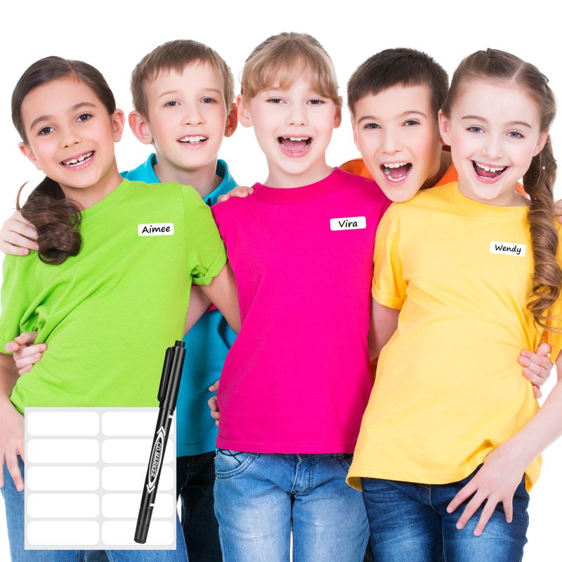 Waterproof Fabric Clothing Labels with Markers - No Iron, Washable, 200 Pack