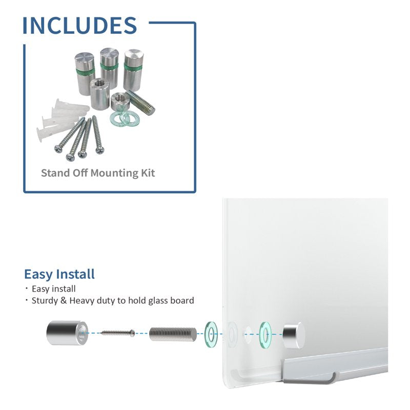 Glass Dry-Erase Board Set - Frosted Surface, Modern Whiteboard for Office and Home