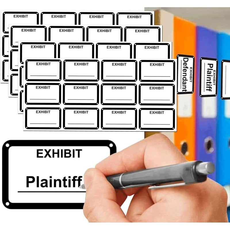 White Legal Exhibit Labels 1.65 x 1 Inch 300 Pack - Office & Document Labels