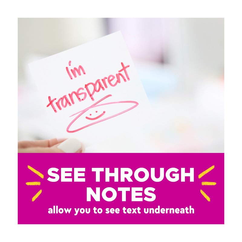 Clear Sticky Notes for Office and Study - 3 Pack, 36 Sheets Each
