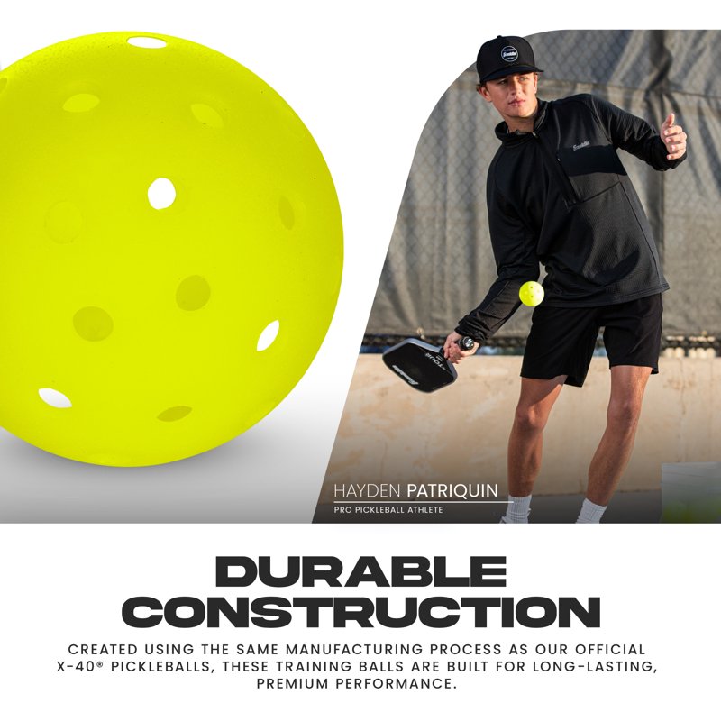 Compact 69mm Training Pickleballs - 3 Pack Optic (Franklin Sports)