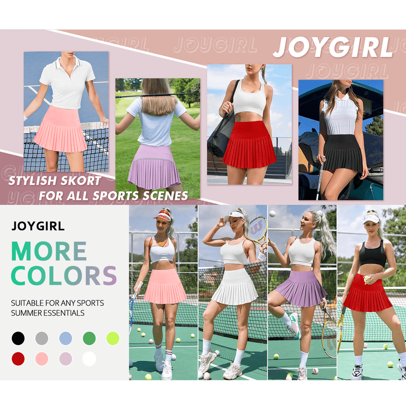 Women's Pleated Tennis Skirt with Shorts High Waist Athletic Skort