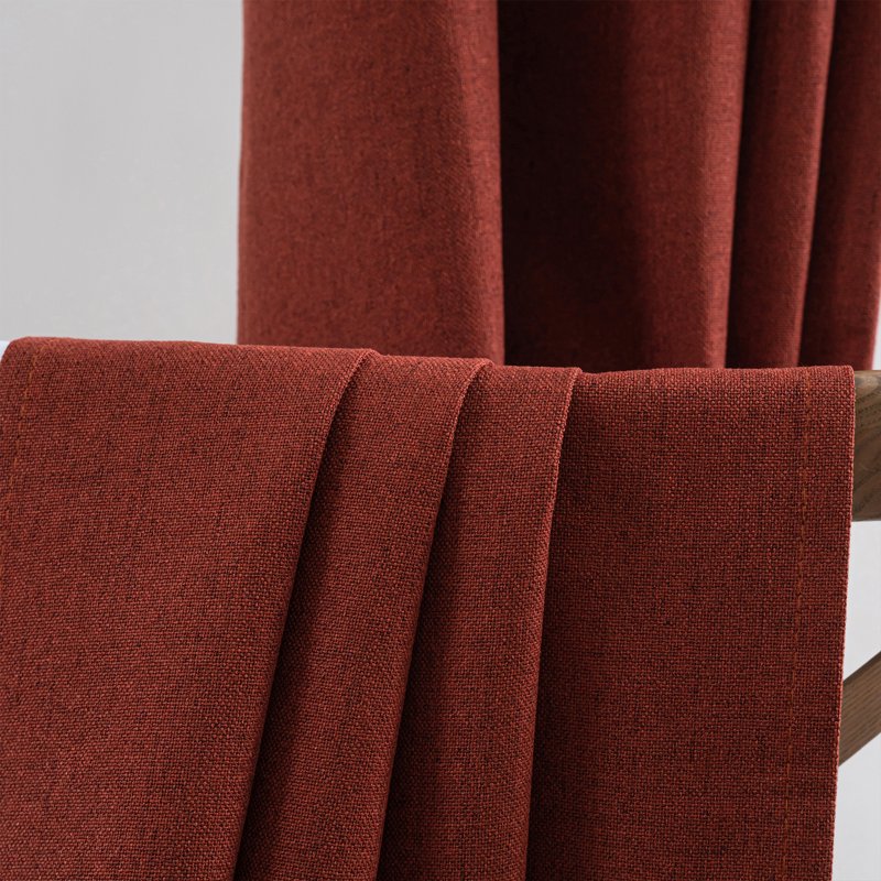 Blackout Linen Texture Curtains with Grommet Top - Room Darkening Panel Set