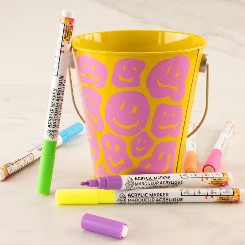 Neon Acrylic Markers Set - 6 Bright Colors for Multi-Surface Art & Crafting