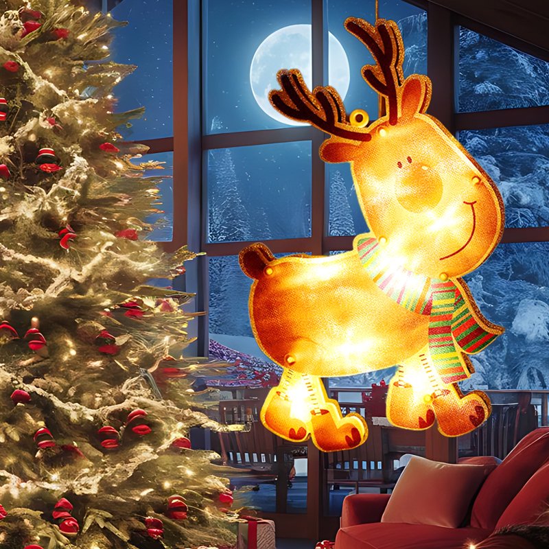Christmas Window Hanging Lights Decorations Battery Operated Indoor Xmas Decor