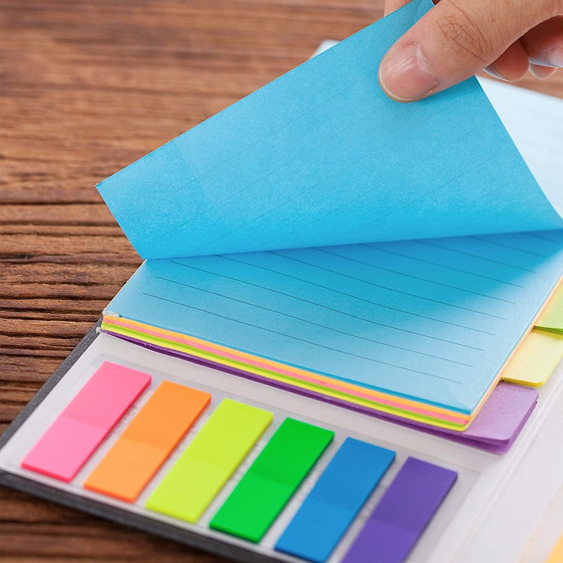 Neon Sticky Notes Set with Index Tabs - 410 Pack for Planners Journals and Bibles
