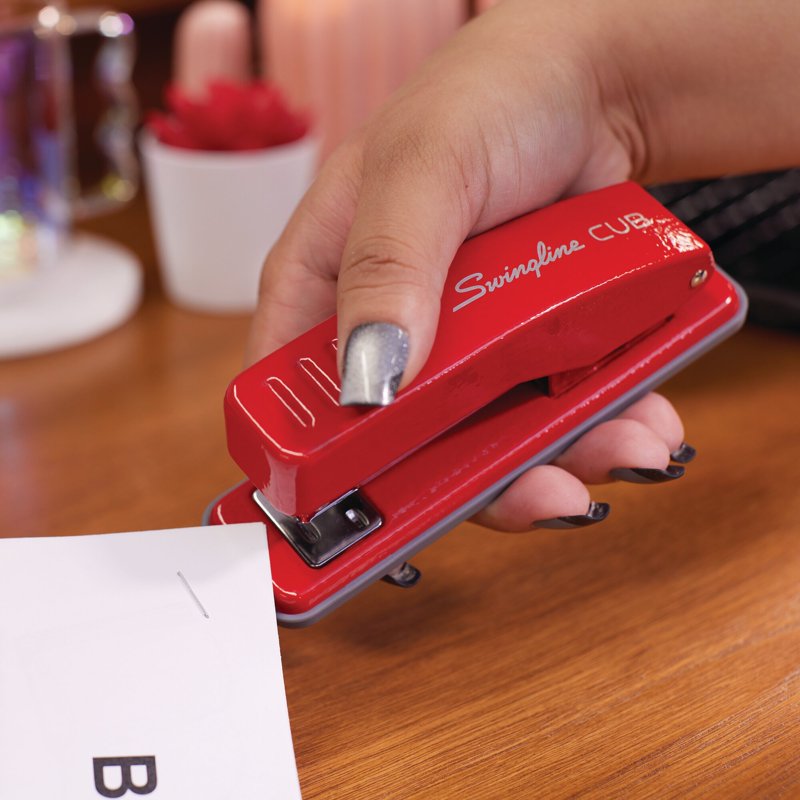 Compact Metal Stapler Rio Red - Jam Free, Heavy Duty Desktop Stapler