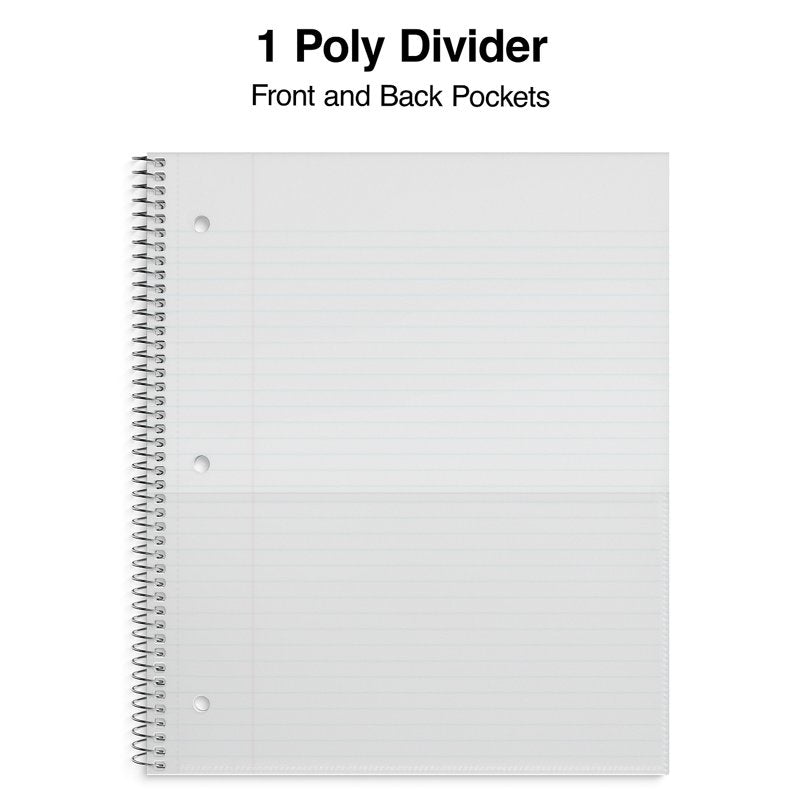 1-Subject College Ruled Notebook with Poly Cover - Pink, Purple, Green, Teal