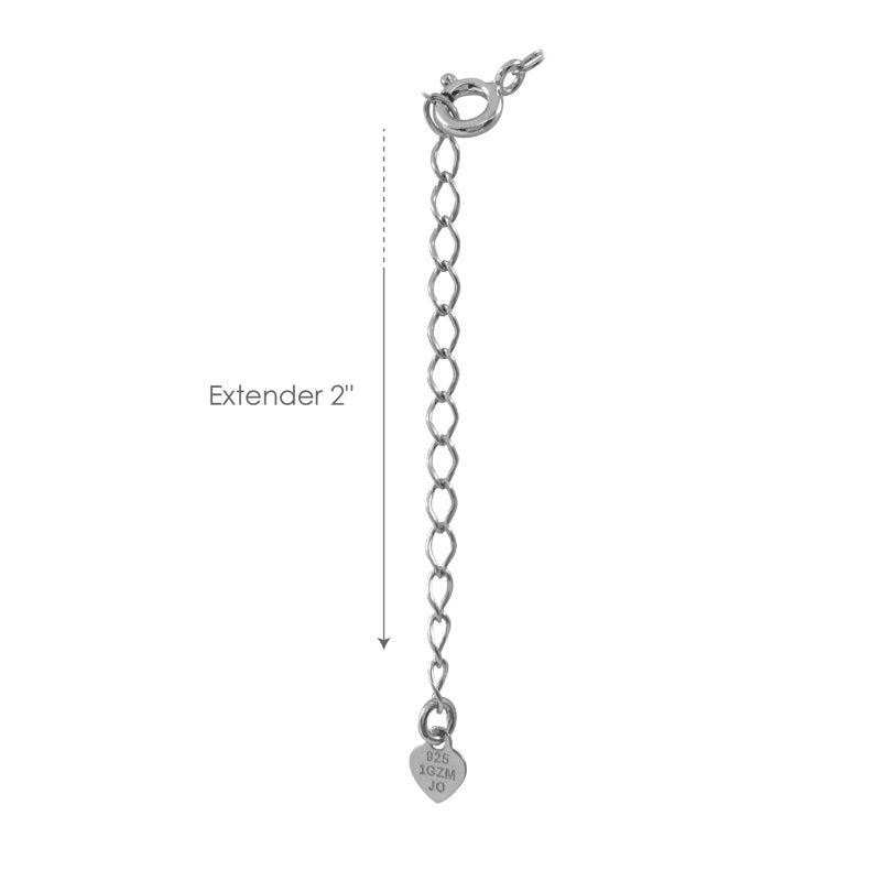 Sterling Silver Heart Charm Necklace with Austrian Crystals, 16+2 Inches
