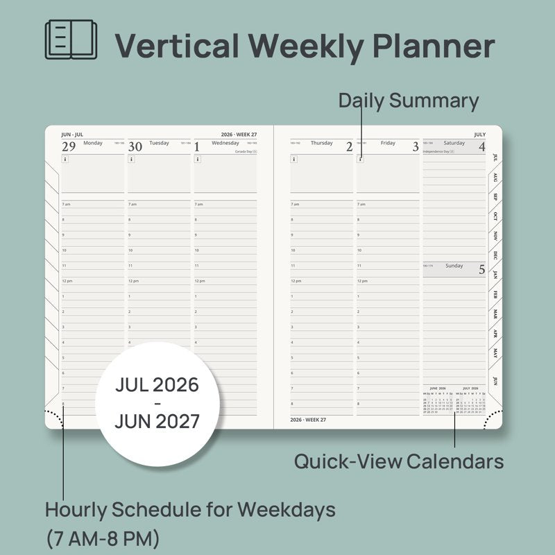 Academic Planner 2026-2027 Weekly & Monthly Organizer, Flexible Cover, 6.5x8.5 Inches