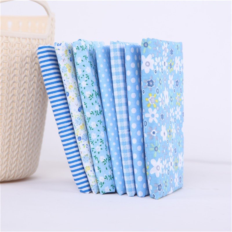 Precut Quilt Fabric Squares 7-Pack - No-Repeat Patchwork Cotton & Polyester Blend, 19.68x19.68 Inches, Pink