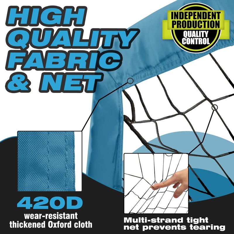 Kid Soccer Goal 6x4FT Portable Blue with Carrying Bag | Backyard Practice net