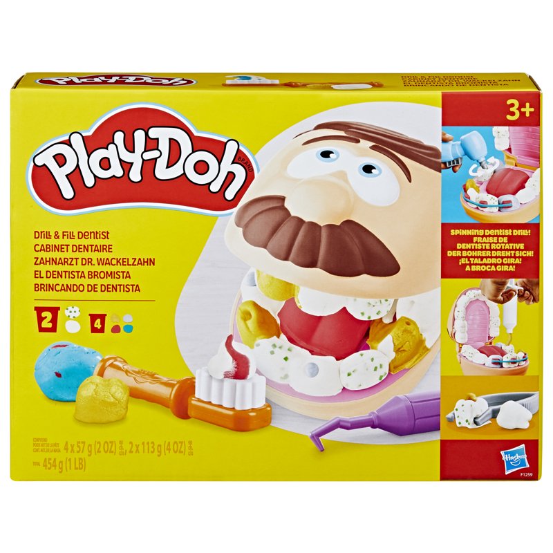 Play-Doh Dentist Playset with 8 Modeling Cans and 10 Dental Tools for Kids 3+